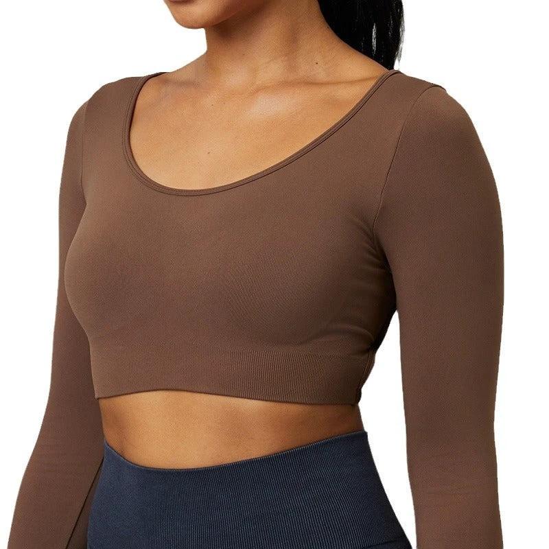 Quick Dry Long Sleeve Workout Top Cross Back Sports Shirt