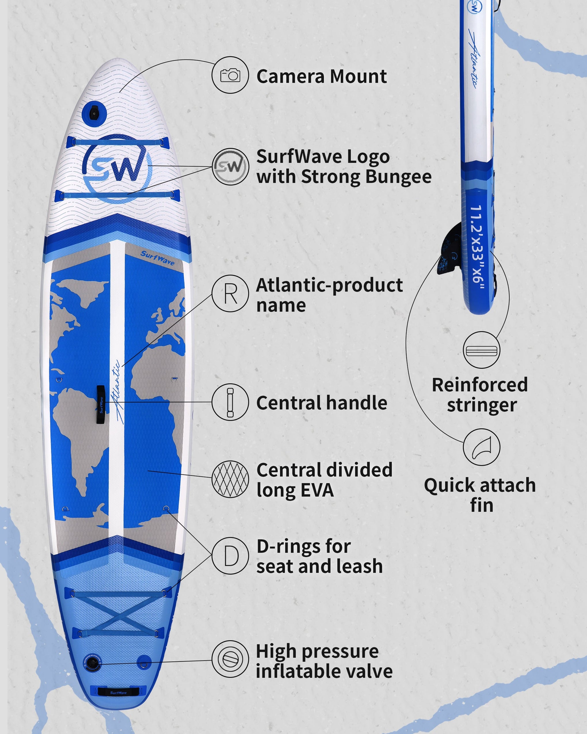 Pro Inflatable SUP Board 11ft All Around Paddle Board