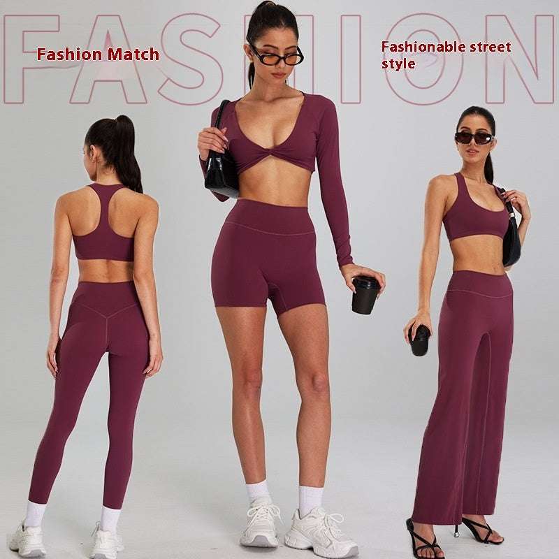 High Intensity Womens Sports Suit Nude Feel Running Workout Set