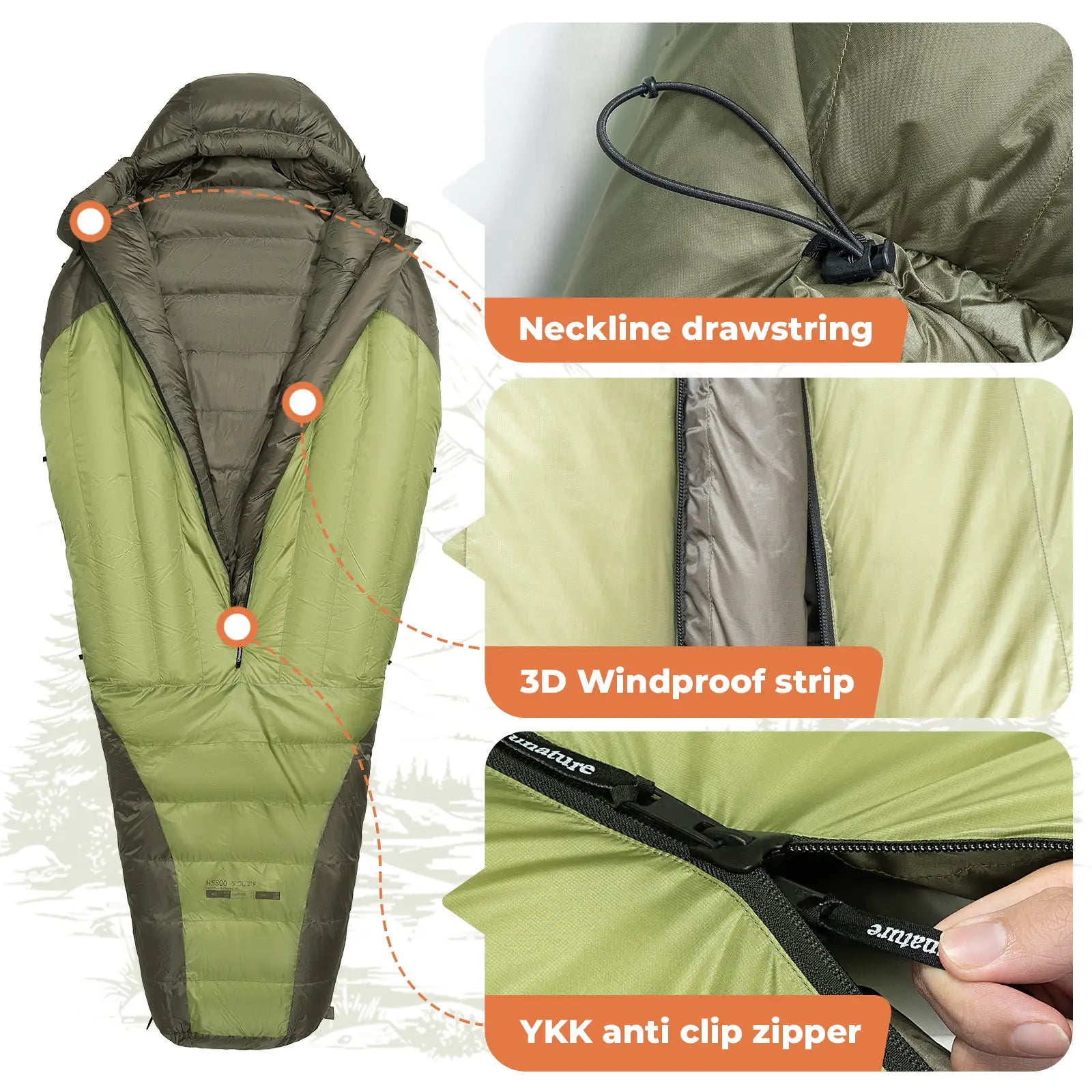 650 Fill Power Down Mummy Sleeping Bag Waterproof 23F Camping