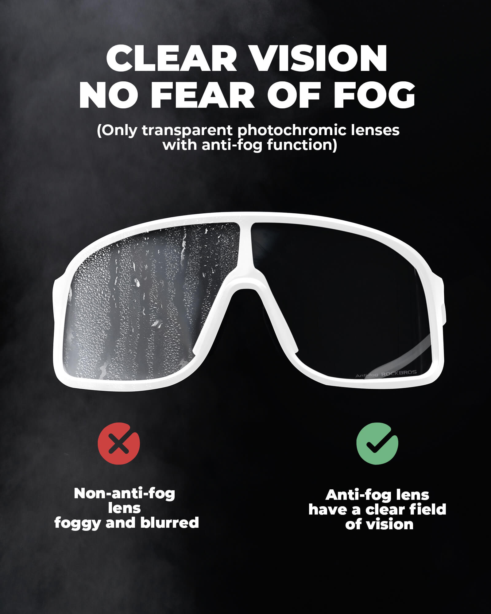 Photochromic Cycling Glasses with Anti-Fog & UV Protection